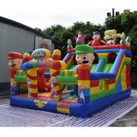 Commercial inflatable amusement park jumping castle combo with double slides games