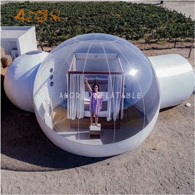 New transparent inflatable transparent dome house bubble tents outdoor with bathroom for sale